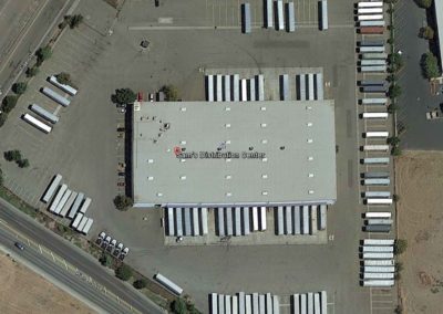 An aerial view of a large storage facility.
