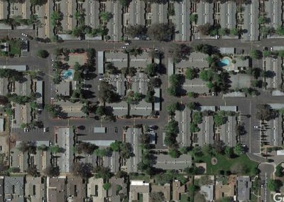 A satellite image of a neighborhood in california.